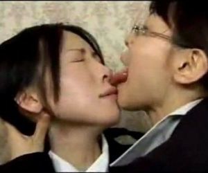 Asian Lesbian Wild Tongue Kiss - 6 min