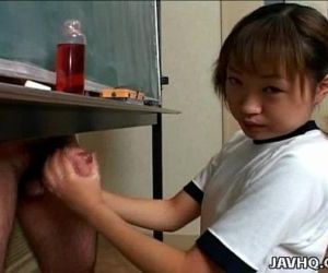 Japanese cutie Itsuki Wakana wanks a hard dick uncensored..