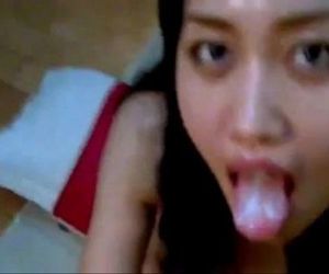 Phone 106 asian girl blowjob&cumshot her mouth - 2 min