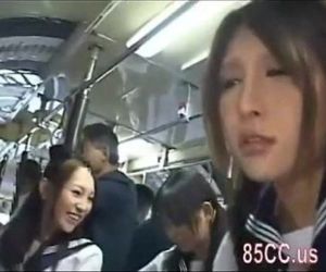 Asian schoolgirls groped in a bus - 46 min